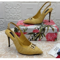 Buy New Cheap Dolce & Gabbana DG Straw-Like Slingback Pumps 10.5cm Yellow 325116