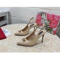 Pretty Style Dolce & Gabbana DG Straw-Like Slingback Pumps 10.5cm Beige 325118