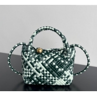 Discount Bottega Veneta Mini Tosca Bag with Gold-Tone Ball 776755 Emerald Green/Ice Blue 2024