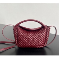 Grade Quality Bottega Veneta Small Cobble Top Handle bag in Intreccio Leather 805739 Burgundy 2024