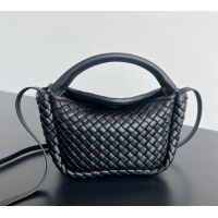 Shop Best Bottega Veneta Small Cobble Top Handle bag in Intreccio Leather 805739 Black 2024