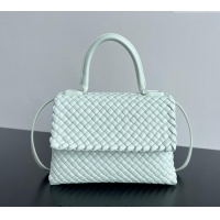 New Design Bottega Veneta Patti Top Handle bag in Intreccio Leather 776783 Glacier Green 2024