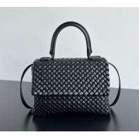 Well Crafted Bottega Veneta Patti Top Handle bag in Intreccio Leather 776783 Black 2024