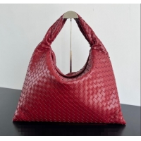 Luxury Discount Bottega Veneta Large Hop Hobo Bag Intrecciato Calf Leather 763970 Red 2024