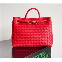 Super Quality Bottega Veneta Medium Andiamo Top Handle Bag in Intrecciato Leather 743572 Bright Red 2024