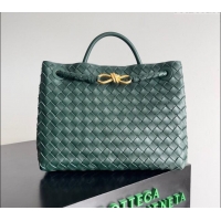 Top Grade Bottega Veneta Medium Andiamo Top Handle Bag in Intrecciato Leather 743572 Green 2024