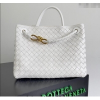 Promotional Bottega Veneta Medium Andiamo Top Handle Bag in Intrecciato Leather 743572 Snow White 2024