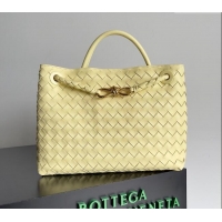 Discount Bottega Veneta Medium Andiamo Top Handle Bag in Intrecciato Leather 743572 Light Yellow 2024