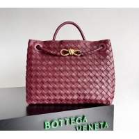 Good Taste Bottega Veneta Medium Andiamo Top Handle Bag in Intrecciato Leather 743572 Bugundy 2024