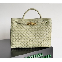 Top Design Bottega Veneta Medium Andiamo Top Handle Bag in Intrecciato Leather 743572 Travertine Green 2024