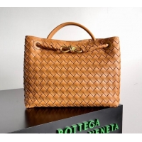 New Release Creation Bottega Veneta Medium Andiamo Top Handle Bag in Intrecciato Leather 743572 Light Brown 2024