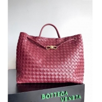 Super Quality Bottega Veneta Large Andiamo Top Handle Bag in Intrecciato Leather 743575 Burgundy 2024