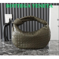 Original Cheap Bottega Veneta Teen Jodie Hobo Bag in Intrecciato Leather 690225 Khaki Green 2024