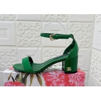 Top Grade Dolce & Gabbana DG Patent Leather Heel Sandals 6cm Green 506091