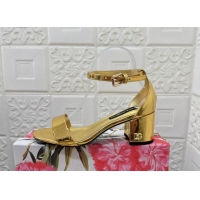 Popular Style Dolce & Gabbana DG Patent Leather Heel Sandals 6cm Gold 506093