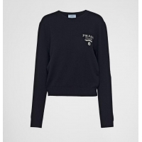 ​Top Design Prada Cashmere And Silk Sweater PA2210 Navy Blue