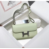 Top Grade Hermes Constance Elan East-West Bag 26cm in Calfskin 4048 Bubble Green/Silver 2024 (Half Handmade)