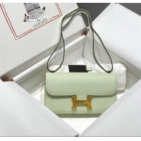 Super Quality Hermes Constance Elan East-West Bag 26cm in Calfskin 4048 Bubble Green/Gold 2024 (Half Handmade)