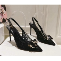 Buy Luxury Dolce & Gabbana DG Lace Slingback Pumps 10cm Black 604109