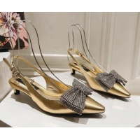 Shop Duplicate Dolce & Gabbana Strass Slingback Pumps 4.5cm in Calfskin Gold 604118