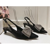 Luxury Discount Dolce & Gabbana Strass Slingback Pumps 4.5cm in Satin Black 604129