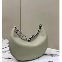 Best Cheap Fendi Fendigraphy Medium Hobo Bag in Leather 80056L Light Green 2024 TOP