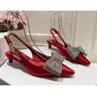 Buy Luxury Dolce & Gabbana Strass Slingback Pumps 4.5cm in Satin Red 604131