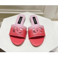 Shop Cheap Dolce & Gabbana DG Cutout Flat Slide Sandals in Gradient Calfskin Red/Pink 604132