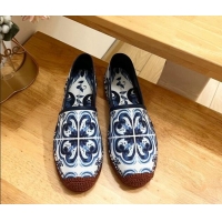 Unique Style Dolce & Gabbana Printed Denim Flat Espadrilles Blue 604142