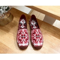 Popular Style Dolce & Gabbana Printed Denim Flat Espadrilles Red 604143