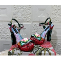 Most Popular Dolce & Gabbana DG Printed Satin High Heel Platform Sandals 13.5cm Light Purple 813009