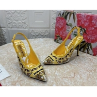 Hot Style Dolce & Gabbana DG Embroidered Slingback Pumps 10cm Yellow 813018