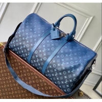 Buy Cheap Louis Vuitton Keepall Bandouliere 55 Travel bag in Navy Blue Monogram Gradient canvas M11558 2024