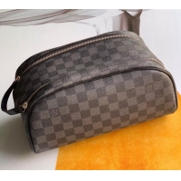 Top Quality Louis Vuitton Dopp Kit Toiletry Bag in Black Damier Graphite Canvas M47527 2024