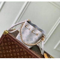 Best Quality Louis Vuitton Pico Bella Bucket Bag in Mahina Perforated Leather M12521 Brume Grey/Blue 2024