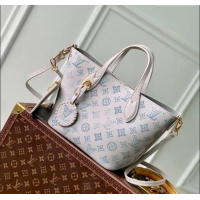 Top Quality Louis Vuitton Blossom PM Tote Bag in Mahina Perforated Leather M12088 Brume Grey/Blue 2024