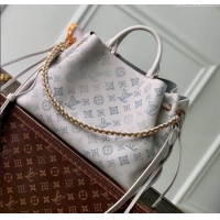 Top Grade Louis Vuitton Bella Tote Bag in Mahina Perforated Leather M12127 Brume Grey/Blue 2024