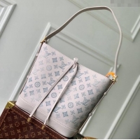 Top Quality Louis Vuitton Flore Bucket Bag in Mahina Perforated Leather M12496 Brume Grey/Blue 2024