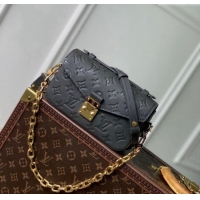 Shop Grade Louis Vuitton Pochette Metis East West Shoulder Bag in Maxi Monogram Leather M11998 Gunmetal Black 2024