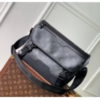 New Style Louis Vuitton Mens Messenger Voyager PM Bag in Black Monogram Eclipse Canvas M12517 2024