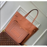 Promotional Louis Vuitton Neverfull Inside Out MM Tote Bag Leather/Monogram Canvas M12061 Tan Brown 2024