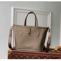 Best Price Louis Vuitton Neverfull Inside Out BB Tote Bag Leather/Monogram Canvas M12109 Dark Fango Grey 2024