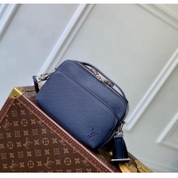 Top Design Louis Vuitton Mens Avenue Messenger bag in Taiga Leather M11657 Blue 2024