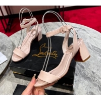 Luxury Christian Louboutin Miss Sabina Heel Sandals 5.5cm in Nappa Leather Light Pink 506025