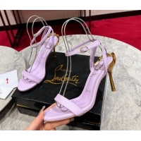 Cheap Price Christian Louboutin Ginko Girl Sandals 8.5cm in Nappa Leather with Leaf Heel Purple 506027