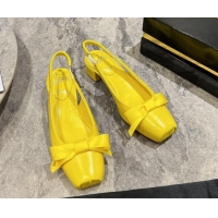 Charming Christian Louboutin Mamaflirt Slingback Ballerinas 3cm in Nappa Leather with Bow Yellow 506032