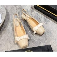 Low Price Christian Louboutin Mamaflirt Slingback Ballerinas 3cm in Nappa Leather with Bow Beige 506033