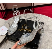 Big Discount Christian Louboutin Movida Jane Strass Heel Sandals 5.5cm Silver 506036