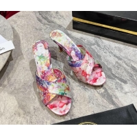 Most Popular Christian Louboutin Blooming Printed Heel Slides Sandal 8.5cm 702003