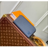 Reasonable Price Louis Vuitton Zippy Wallet Horizontal in LV Aerogram Leather M80334 Ink Blue 2024